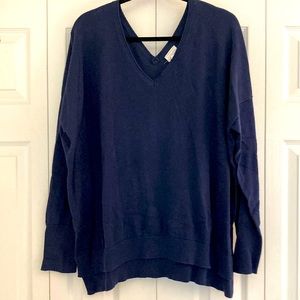 Caslon Women's Plus Size Cotton Knit Sweater / Navy Blue / 3X